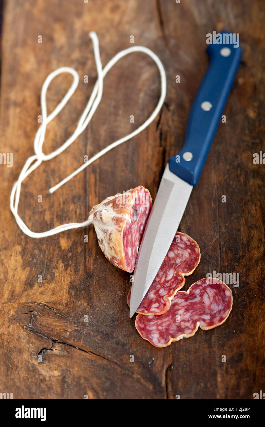 italian salame pressato pressed slicing Stock Photo Alamy