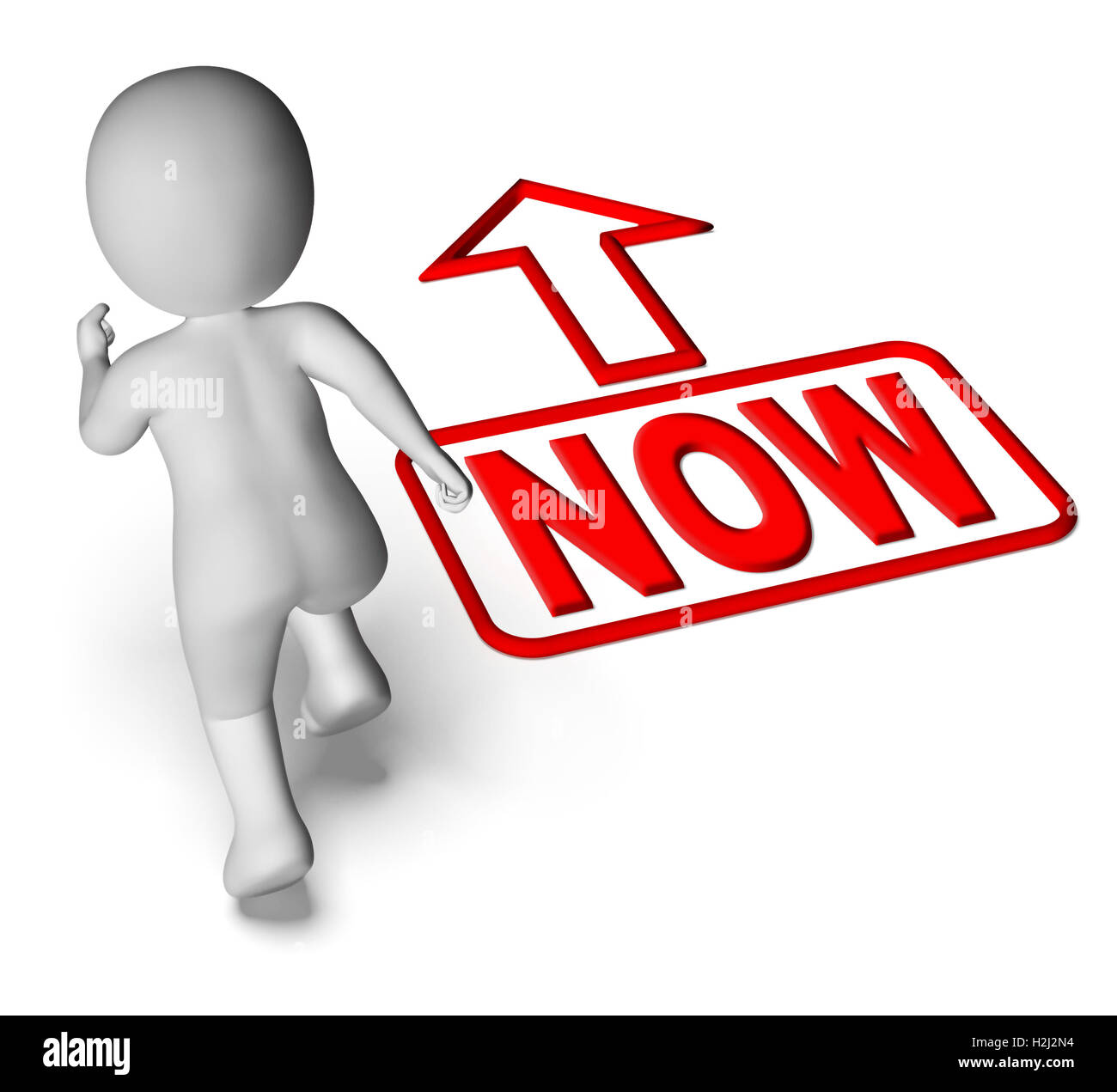 Now And Running 3D Character Shows Immediate Action At Once Stock Photo ...