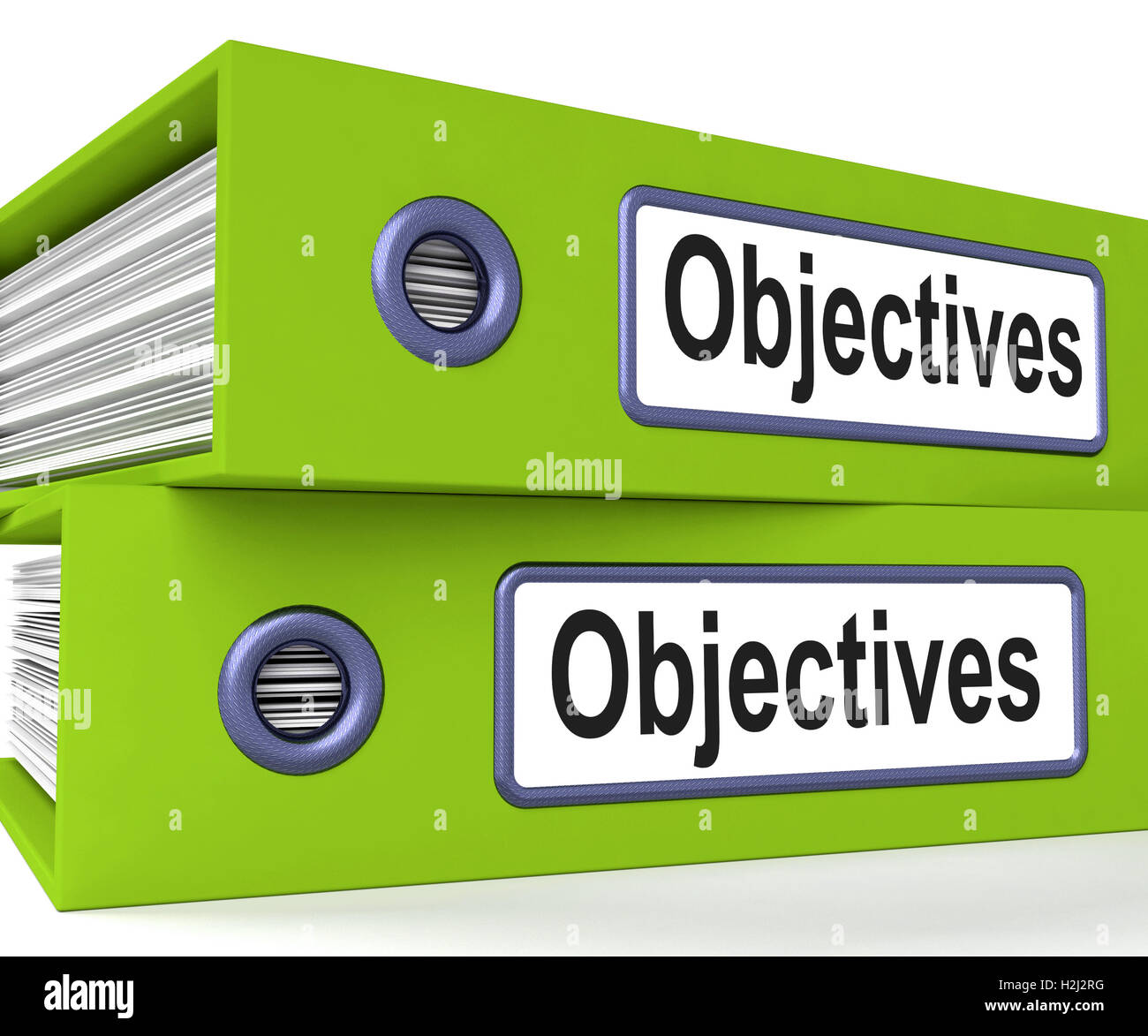 Objectives Folders Mean Business Goals And Targets Stock Photo
