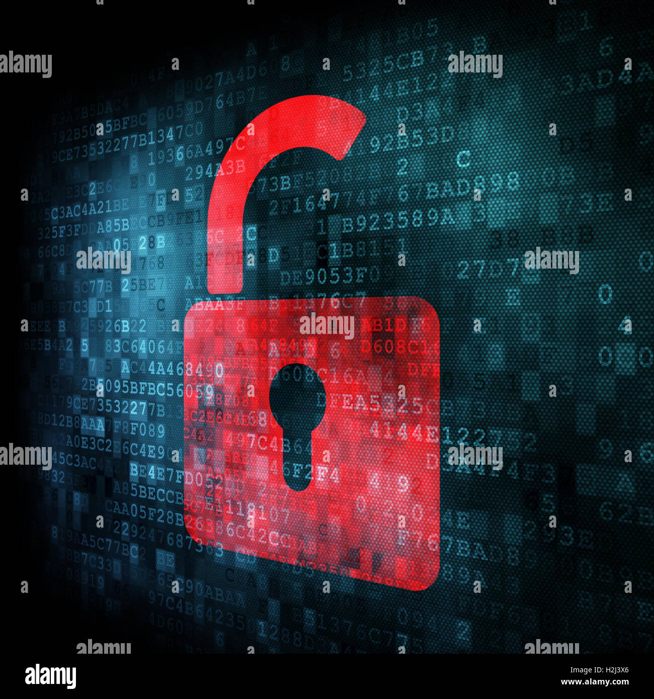 Security concept: Lock on digital screen Stock Photo