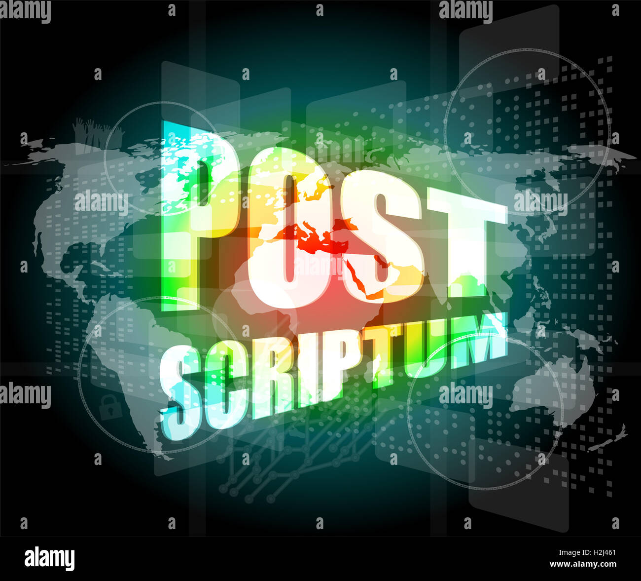 Post Scriptum Signs post scriptum on digital touch screen, business concept Stock Photo - Alamy
