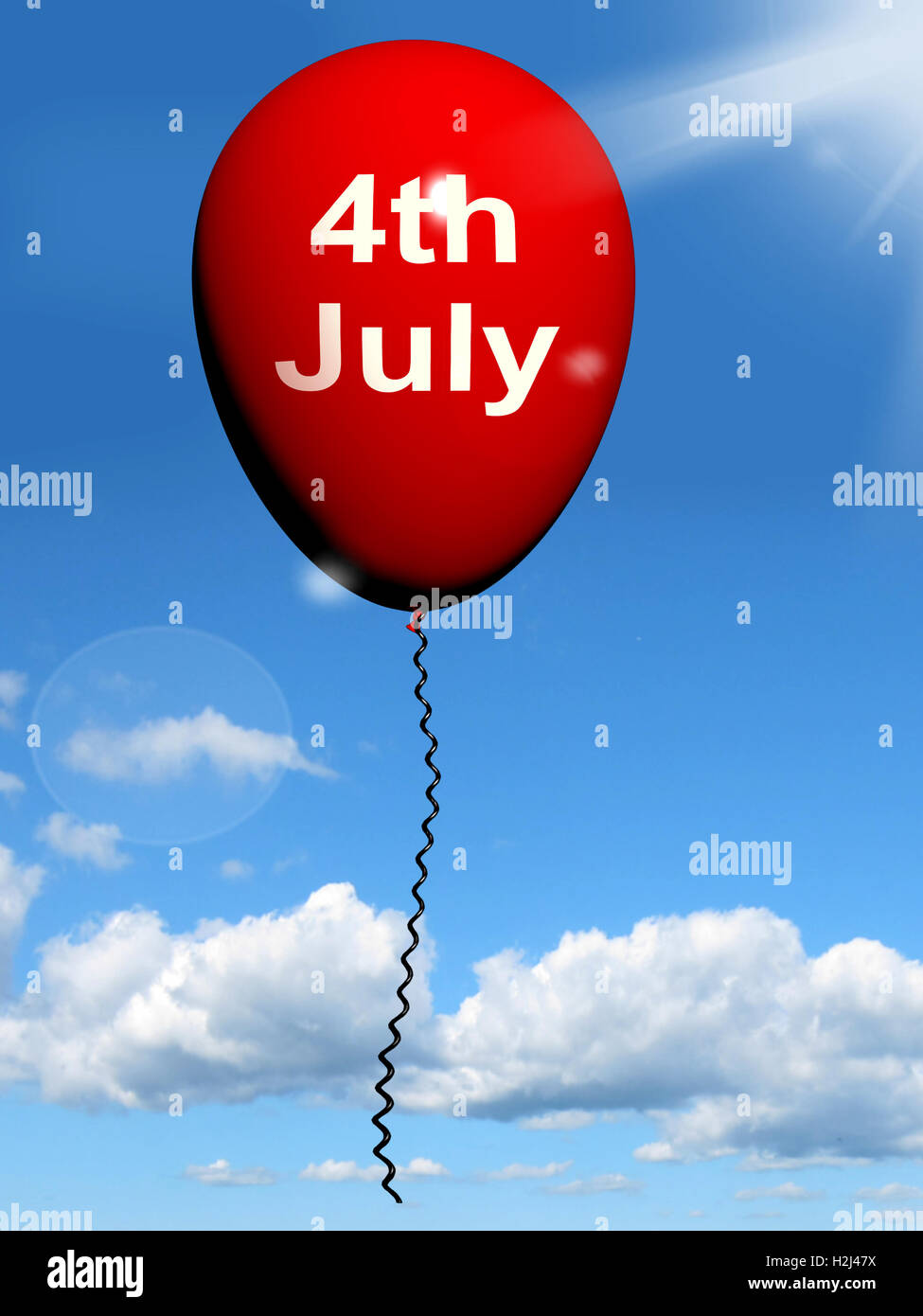 Red Fourth of July Balloon Shows Independence Spirit and Promoti Stock Photo