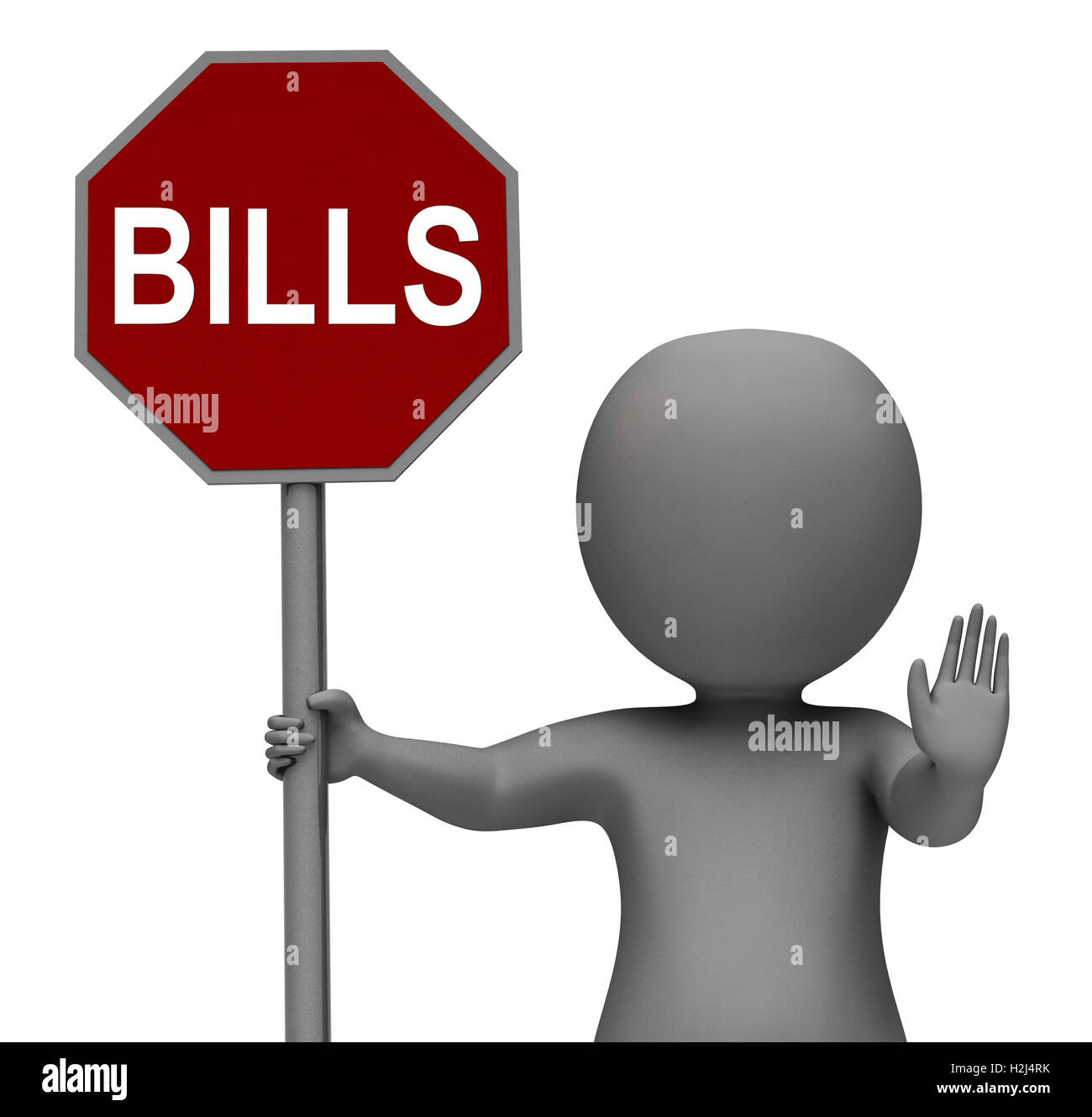 Bills Stop Sign Means Stopping Bill Payment Due Stock Photo