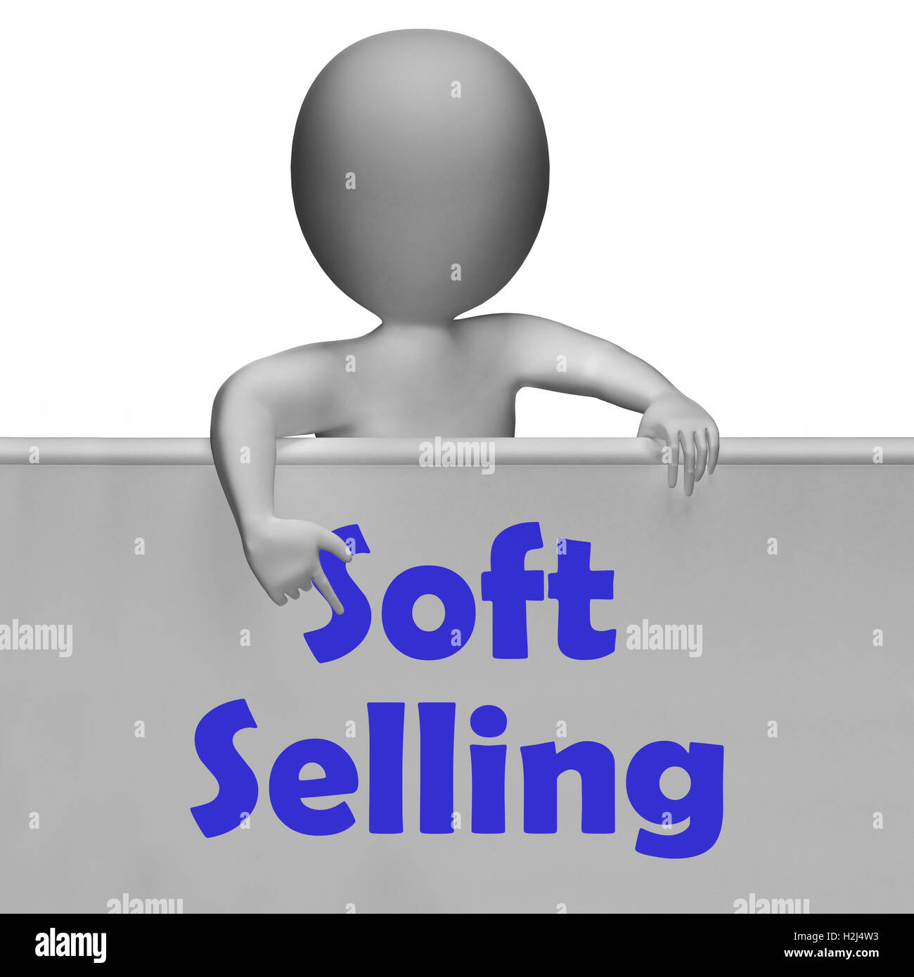 Soft Selling Sign Shows Friendly Sales Technique Stock Photo