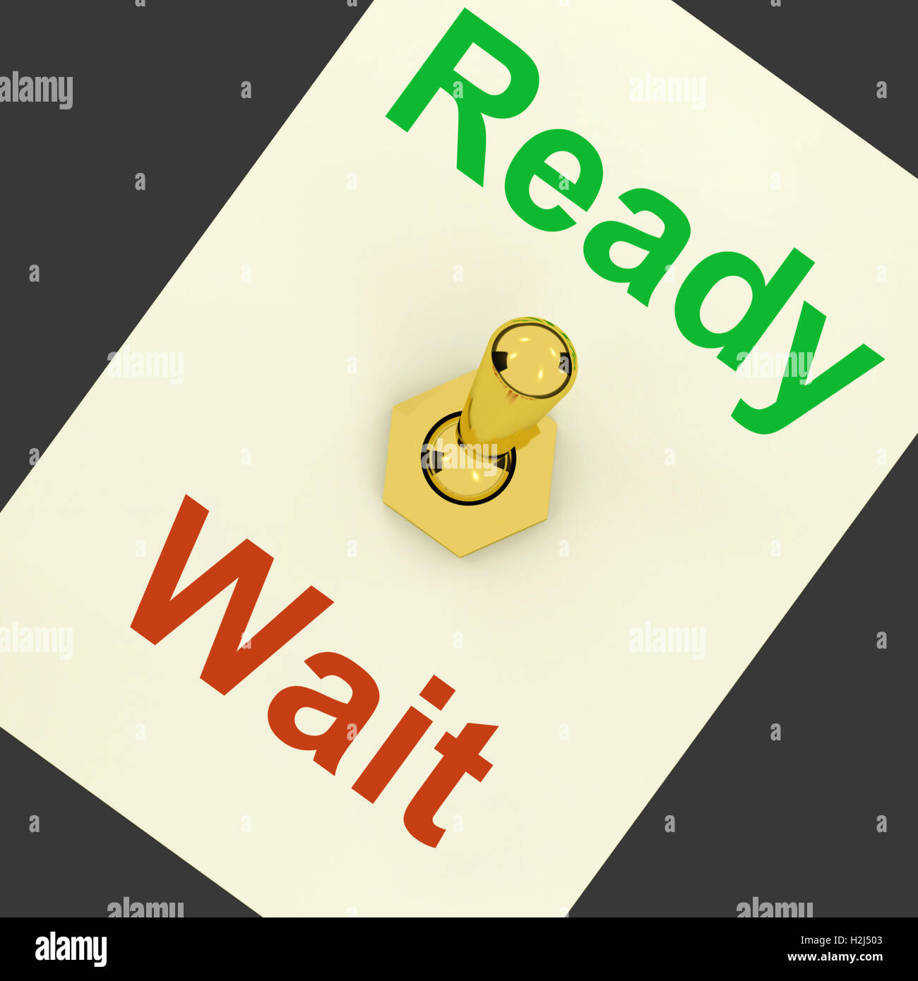 Ready Wait Lever Shows Preparedness And Delay Stock Photo