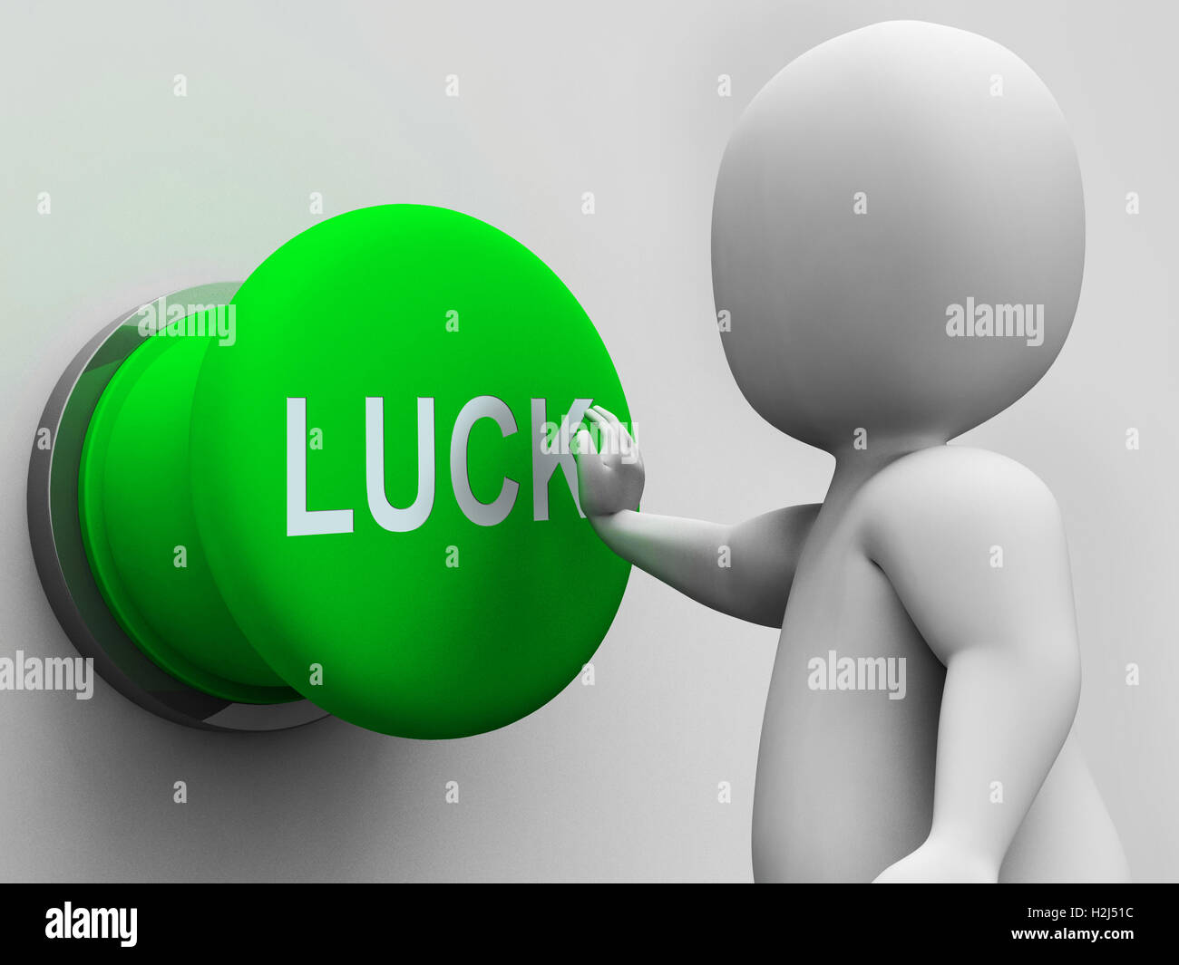 Luck Button Shows Gambling Fortunate And Risk Stock Photo