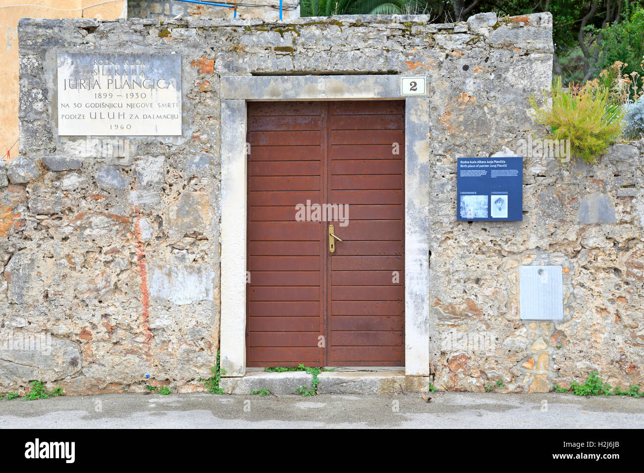 Birthplace of artist Juraj Plančić, Stari Grad, Hvar Island, Croatia, Dalmatia, Dalmatian Coast, Europe. Stock Photo