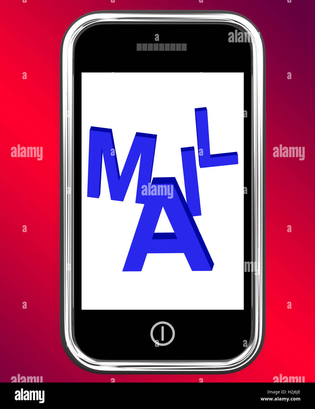 Mail On Phone Shows Communicate Send Message Electronically Stock Photo