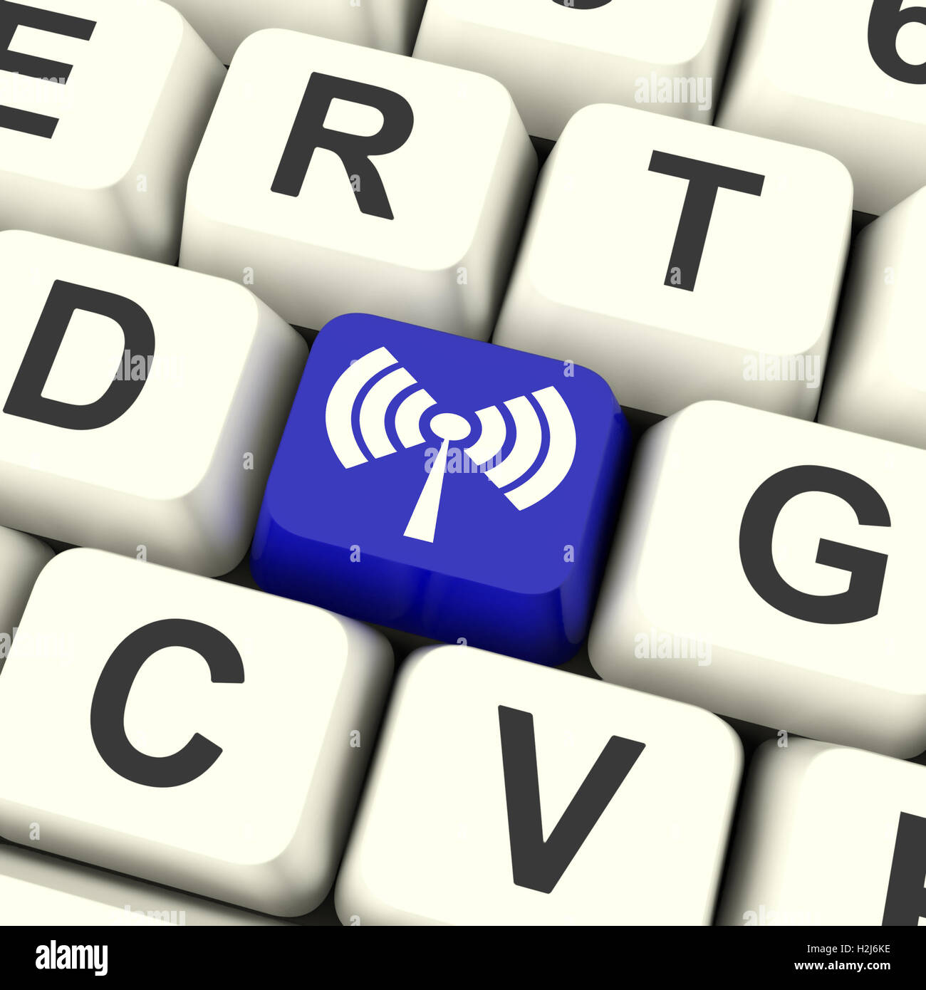 Wifi Key Shows Wireless Internet Access Transmitter Stock Photo