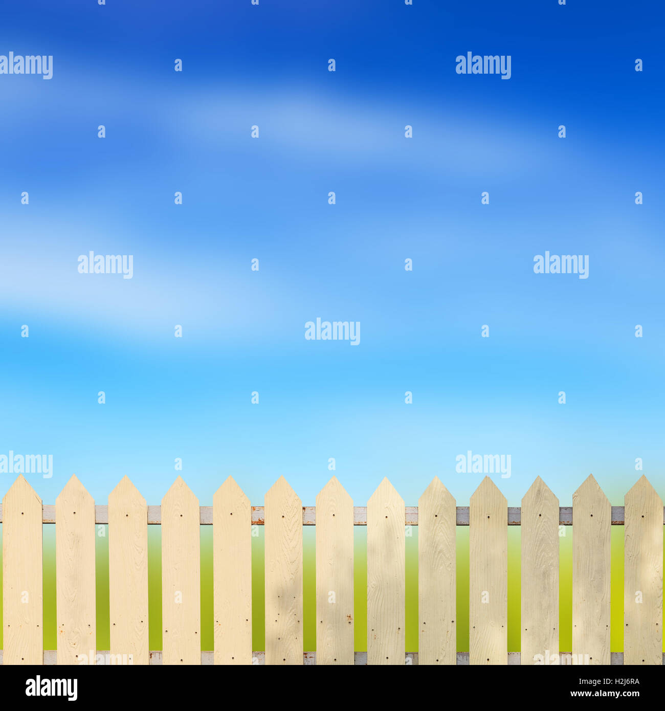White fences with blue sky Stock Photo - Alamy