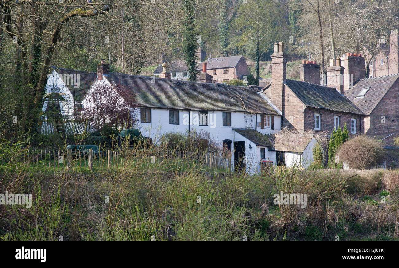 Ironbridge, Telford, Shropshire uk with old houses Stock Photo