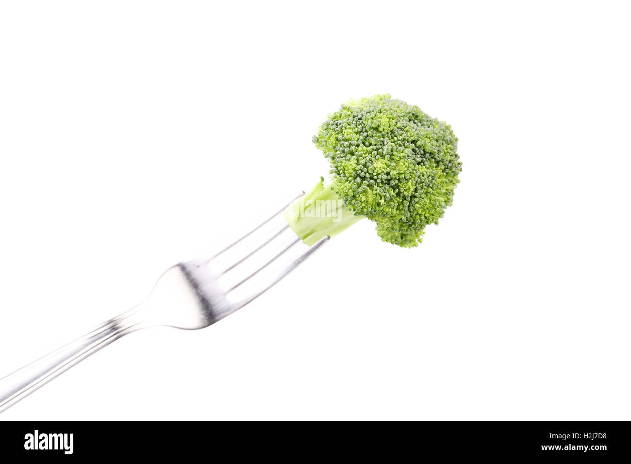 Fresh broccoli on a fork Stock Photo