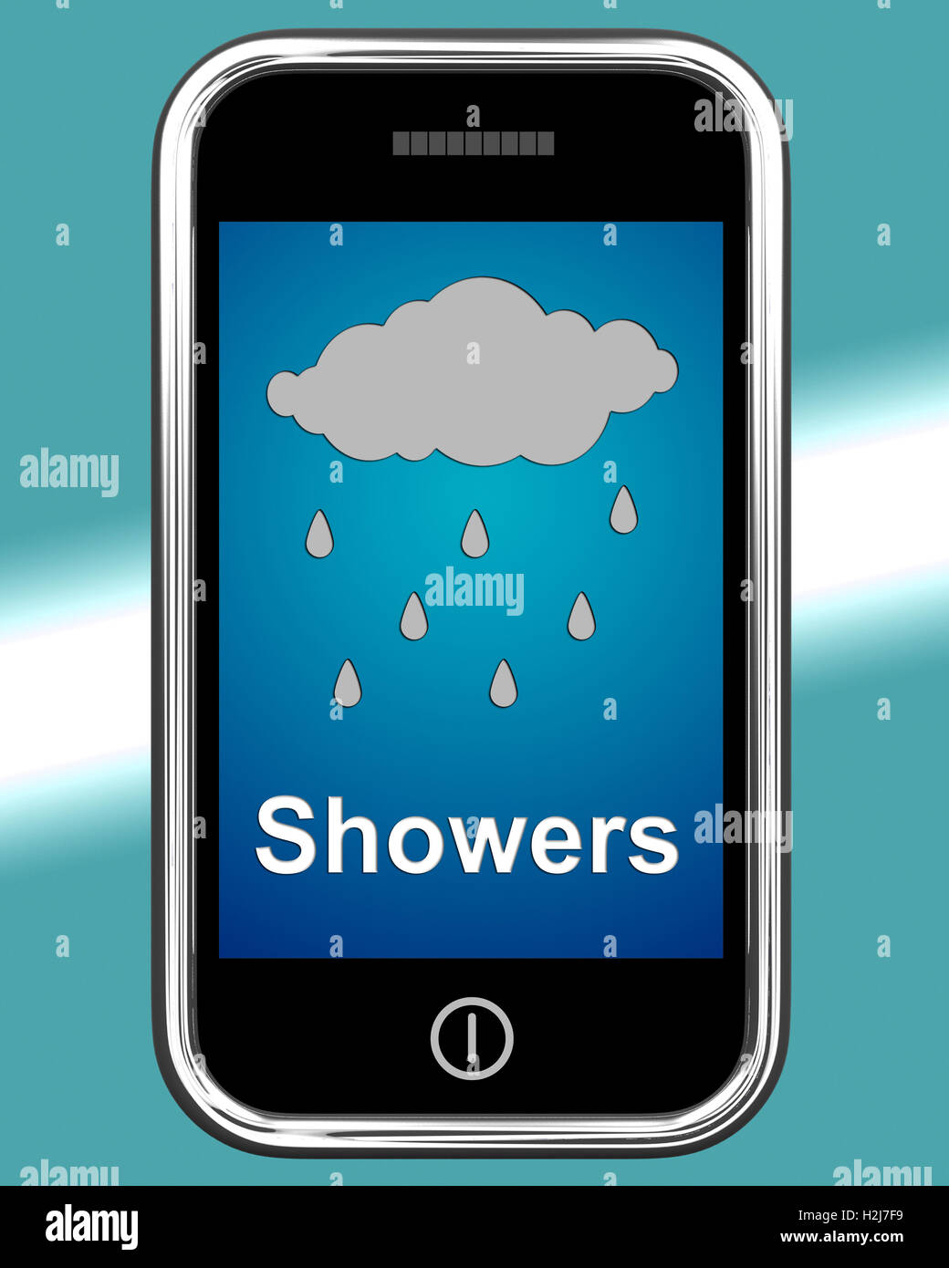 Showers On Phone Means Rain Rainy Weather Stock Photo Alamy