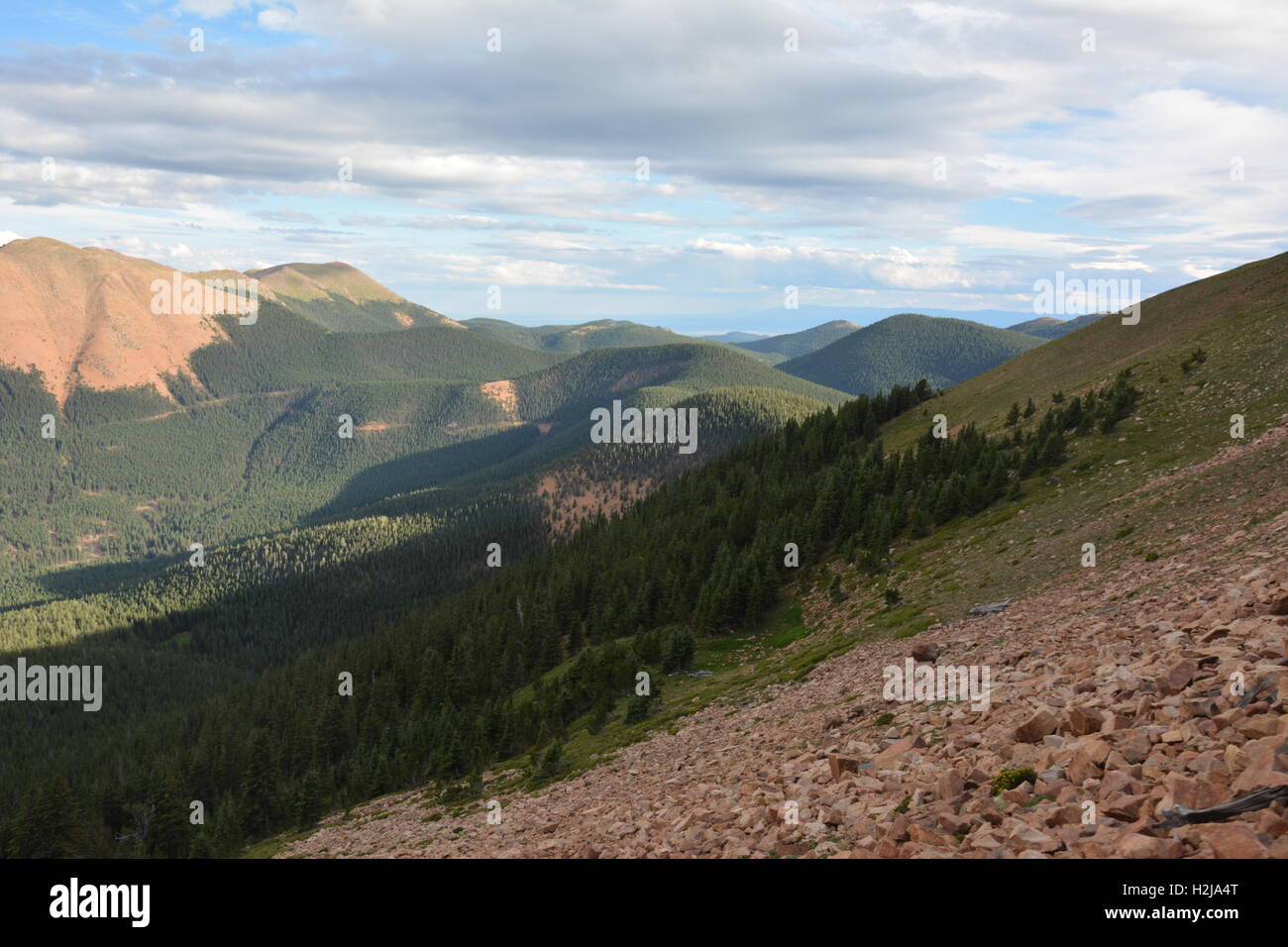 View from Pikes Peak Cog Railway train, near the top of the peak Stock Photo