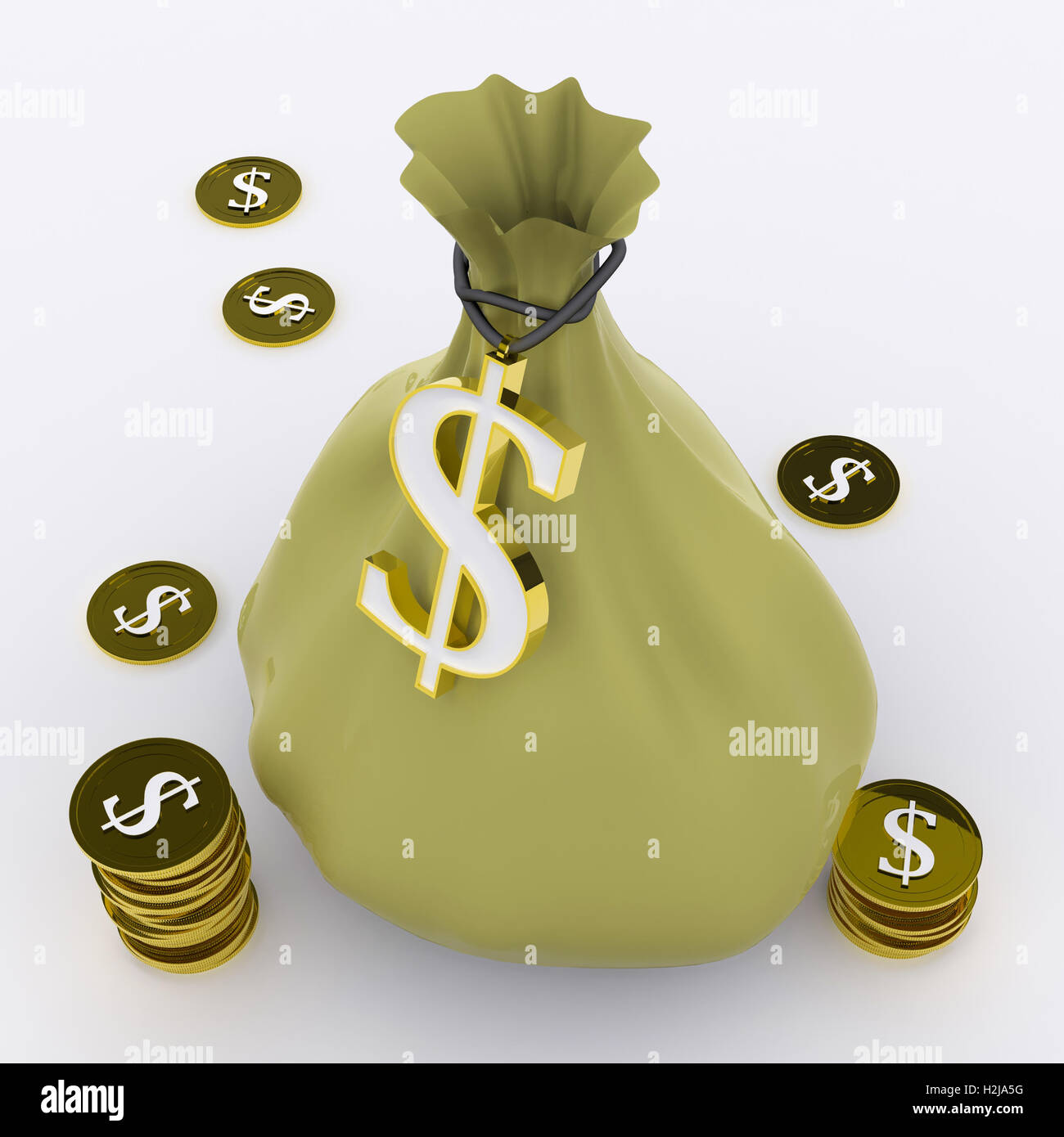Dollar Bag Means Wealth Currency Or Earnings Stock Photo Alamy