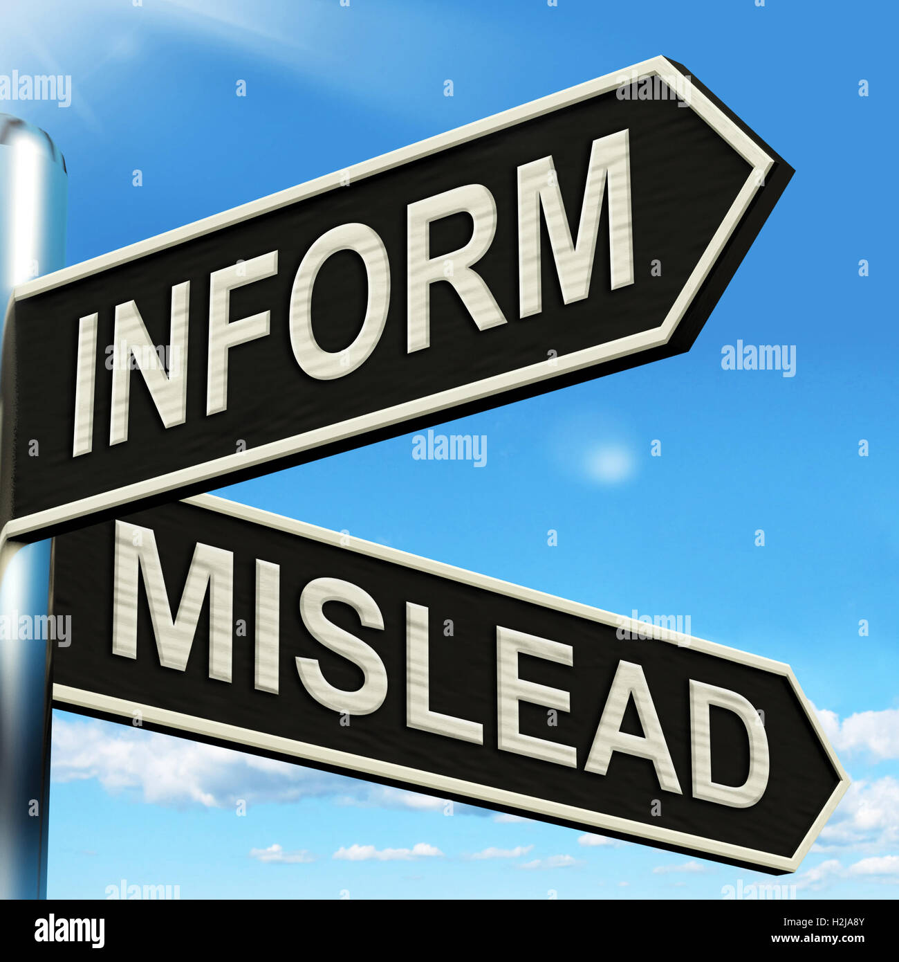 Inform Mislead Signpost Means Advise Or Misinform Stock Photo Alamy