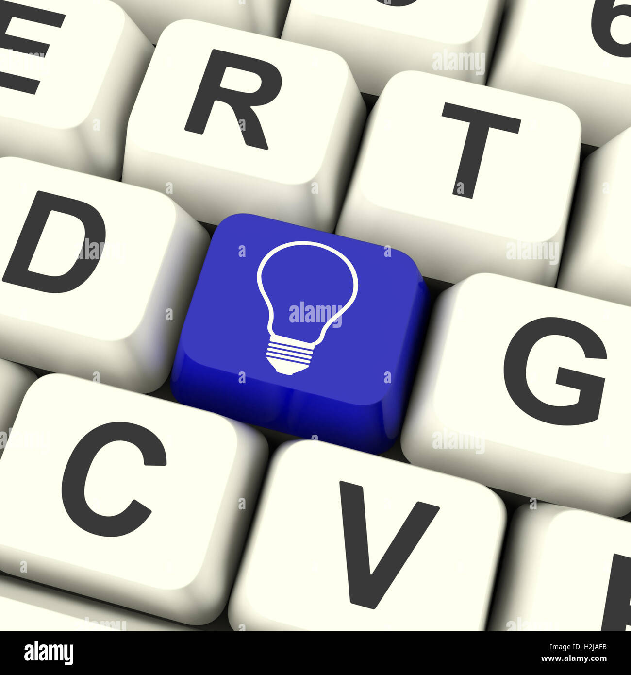 Light bulb Key Means Bright Idea Innovation Or Invention Stock Photo