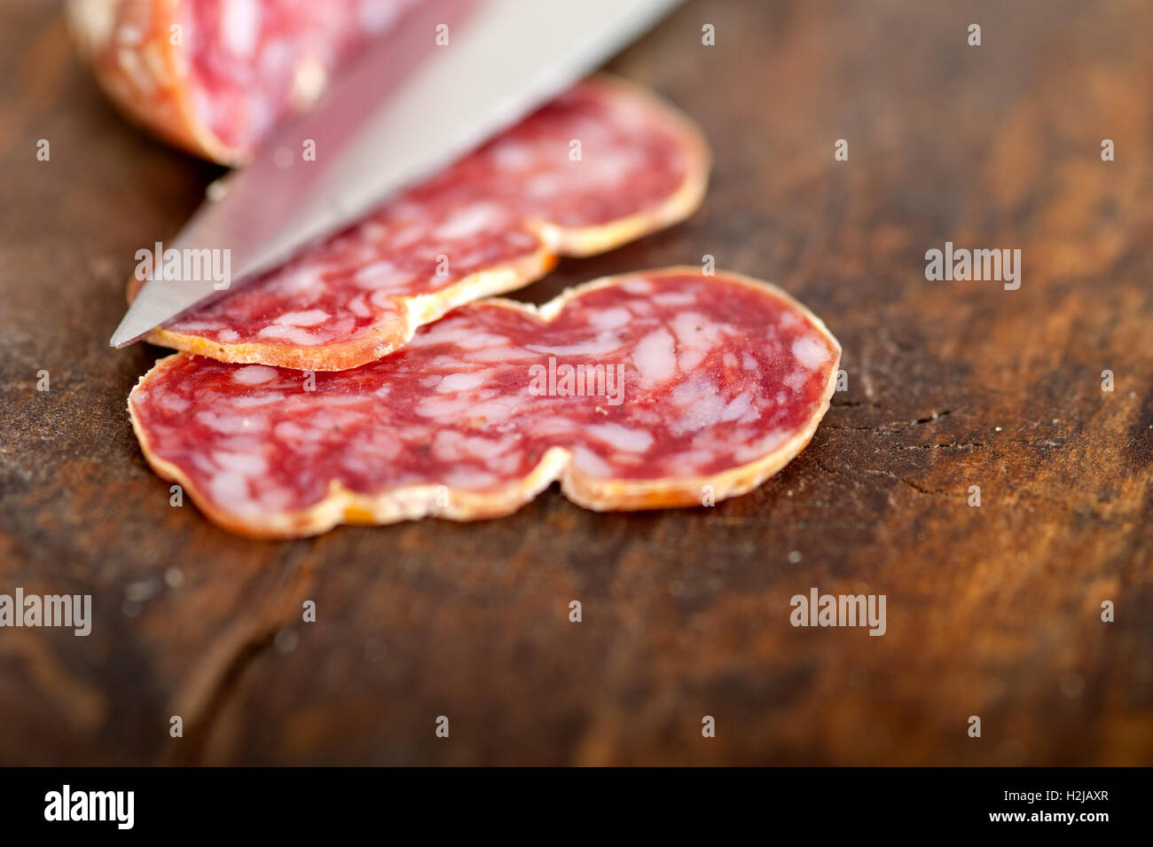 italian salame pressato pressed slicing Stock Photo Alamy