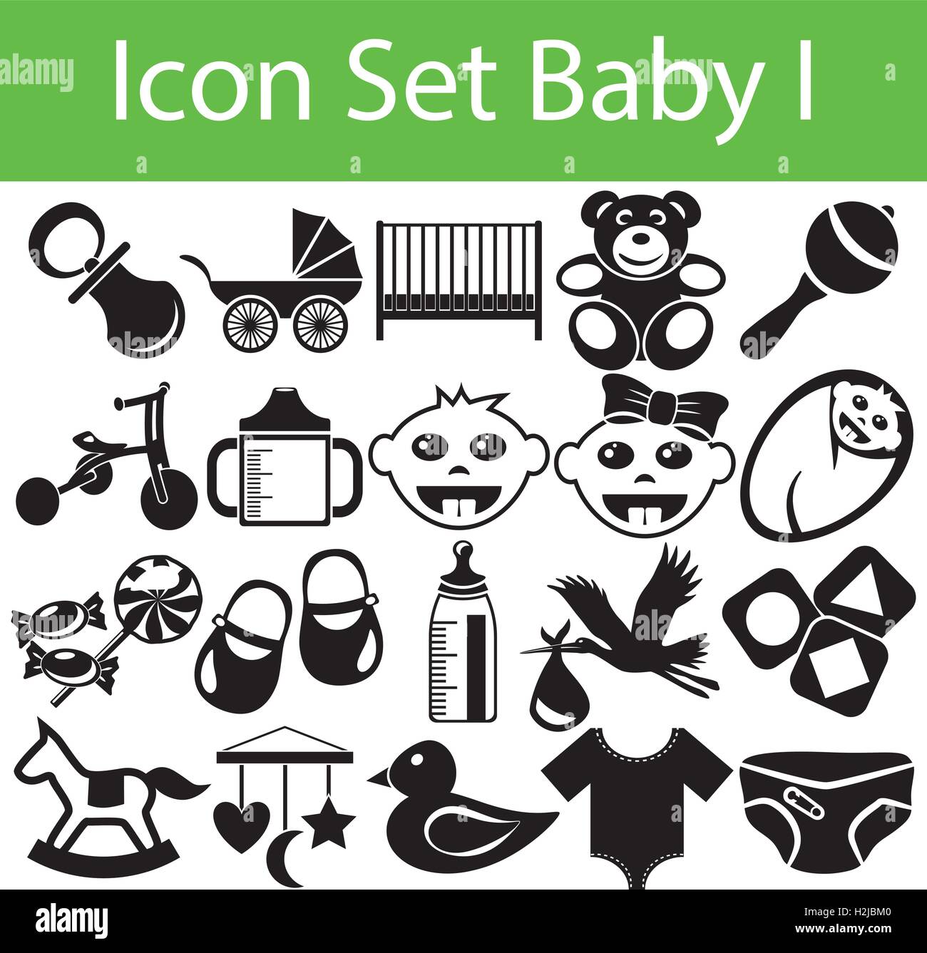 Icon Set Baby with 20 icons for the creative use in graphic design Stock Vector