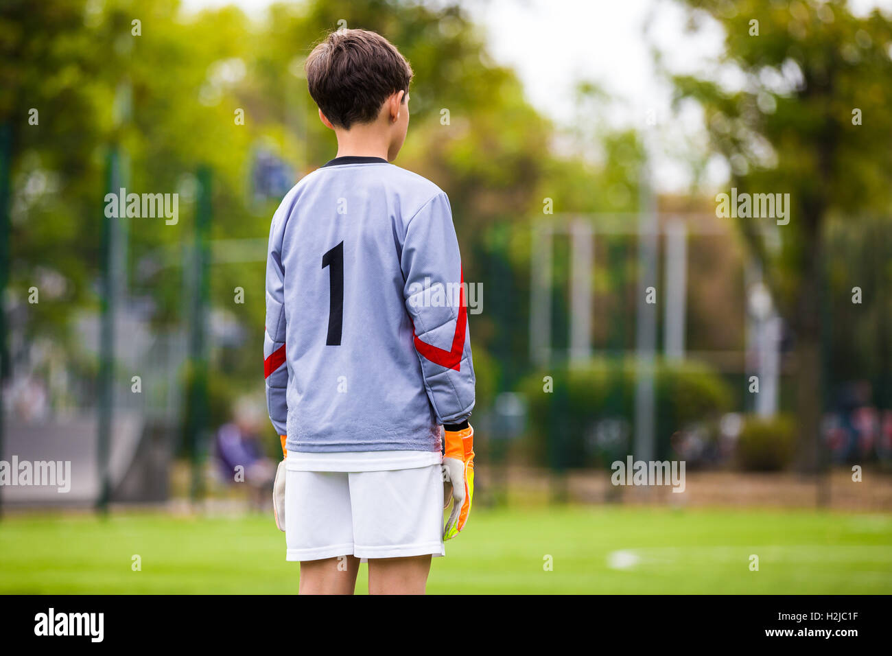 Young Soccer Goalie Goalkeeper. Young Boy Soccer Goalie. Youth Sports