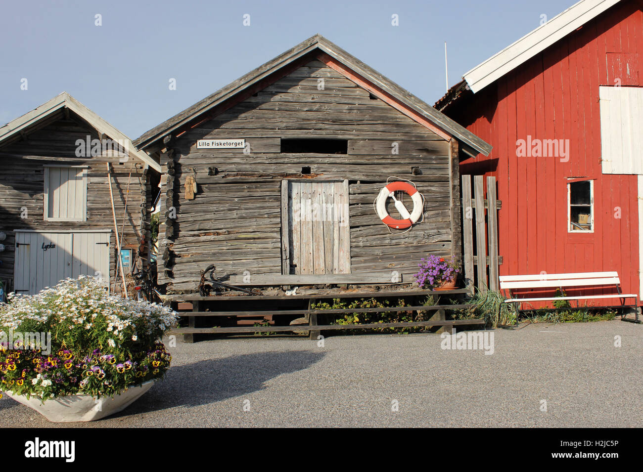 Very old fishing shed at the west coast in Sweden Stock Photo - Alamy