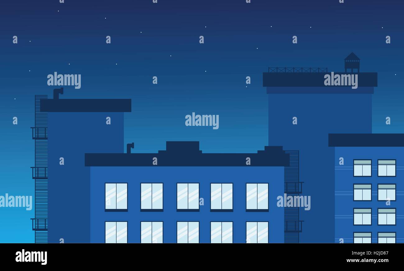 Vector night city landscape illustration Stock Vector Image & Art - Alamy