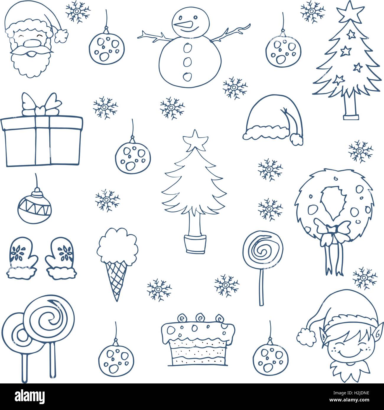 Hand draw christmas set design vector Stock Vector Image & Art - Alamy