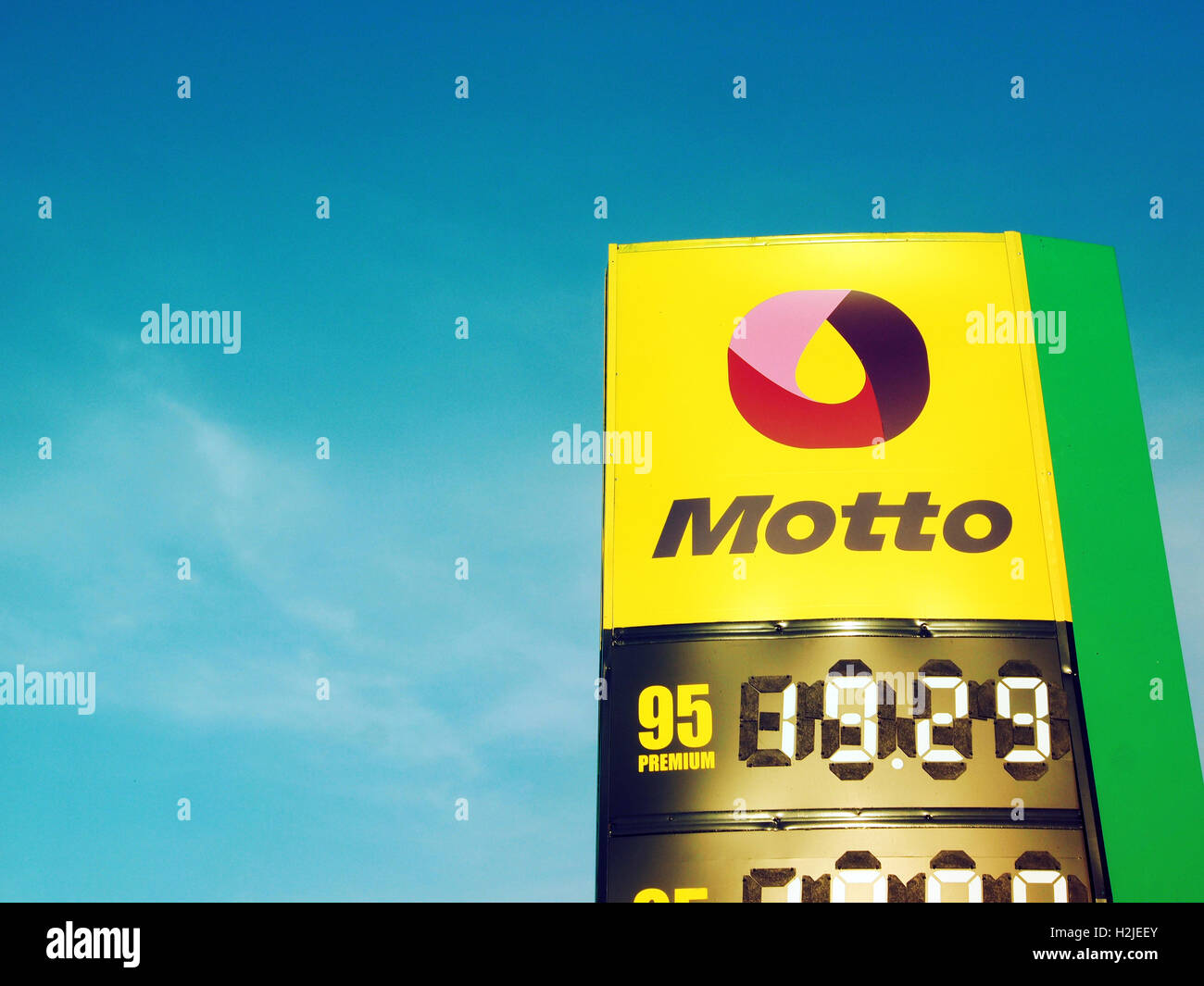 BORISPOL, UKRAINE May 25, 2015 Gas station Motto. Petrol prices