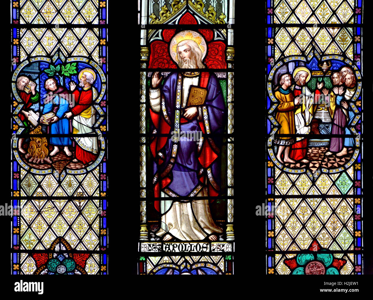 London England Uk St Paul S Church Knightsbridge Stained Glass Window St Apollos Stock Photo Alamy