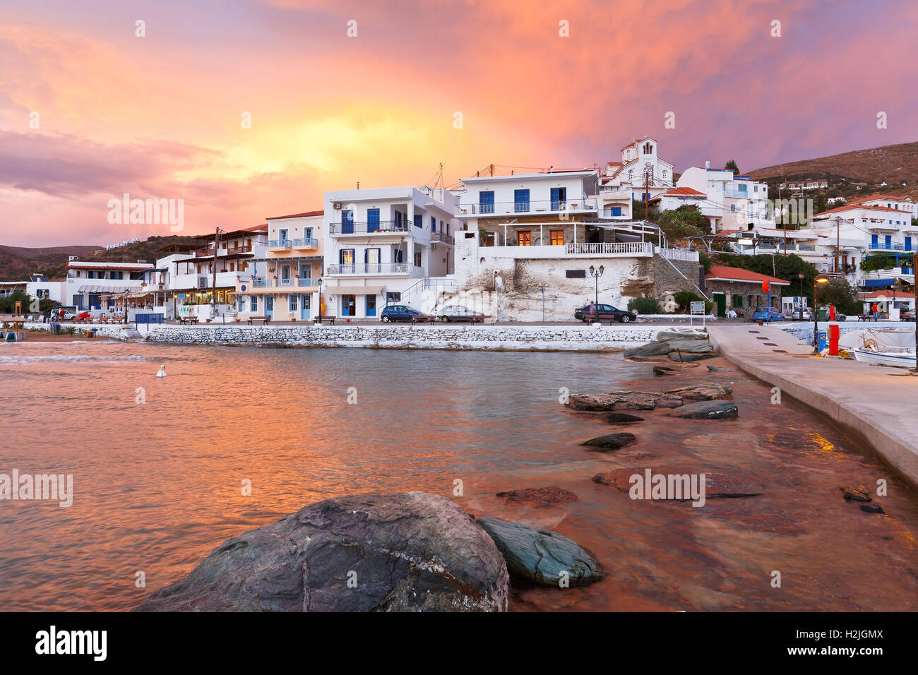 Batsi village on the coast of Andros island in Greece Stock Photo Alamy