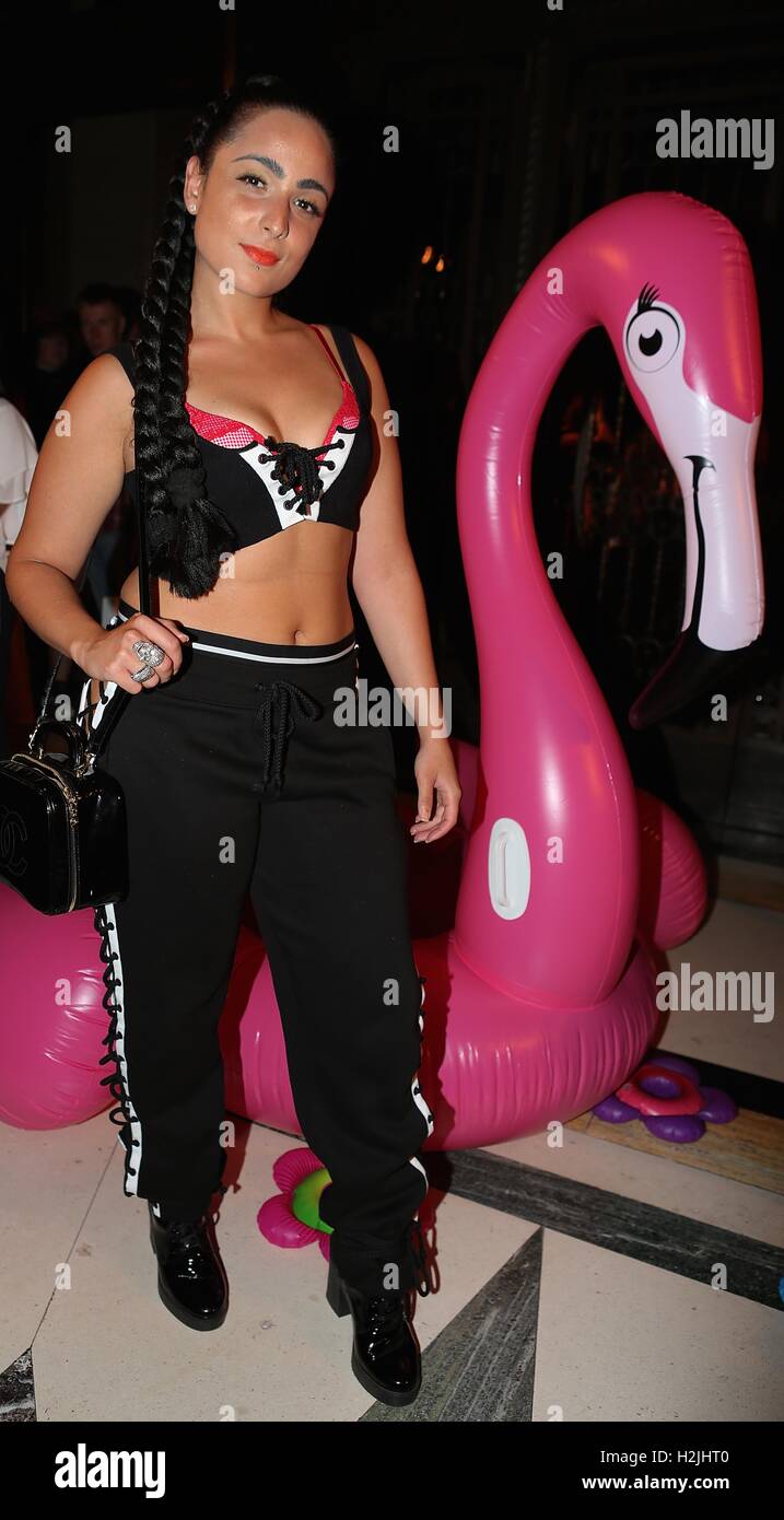 celebrities at London fashion week Stock Photo
