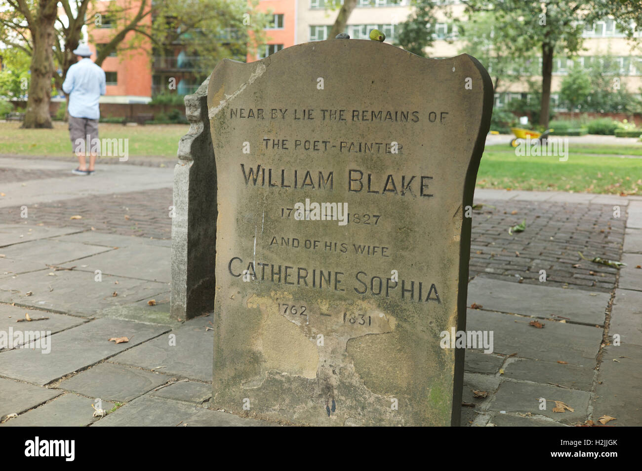 William Blake artist and poet gravestone in Bunhill Fields London Stock Photo