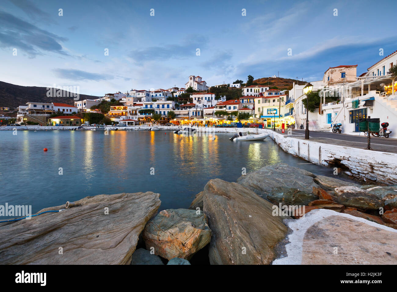 Batsi village on the coast of Andros island in Greece Stock Photo - Alamy