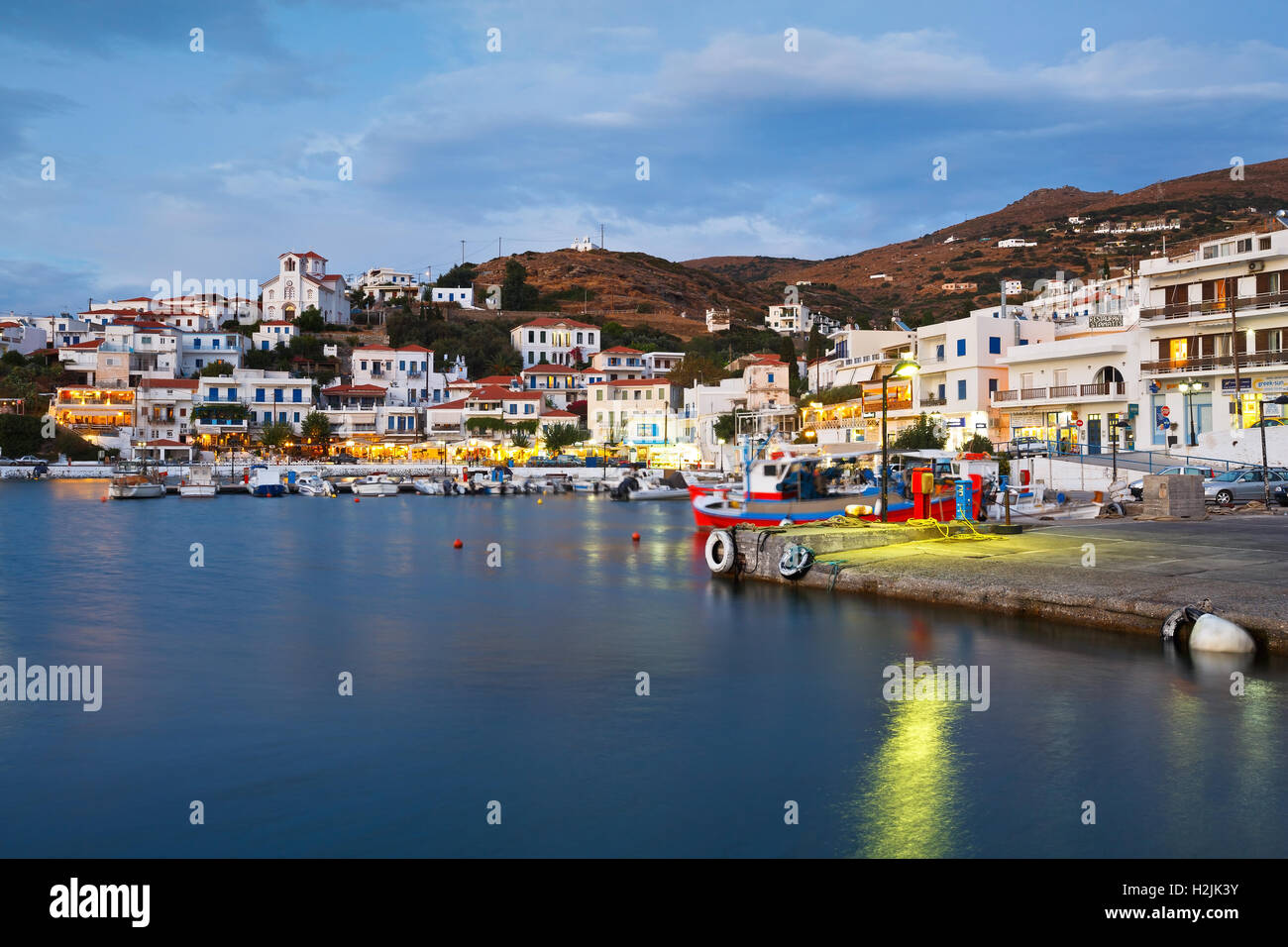 Batsi village on the coast of Andros island in Greece Stock Photo - Alamy