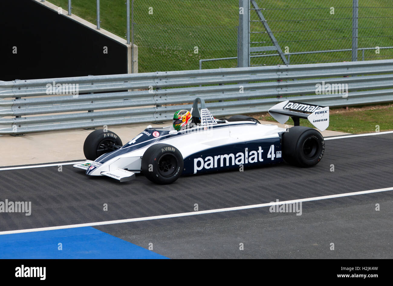 Joaquin Folch-Rusinol driving a 1981 Brabham BT49C during qualifying for the FIA Masters Historic Formula One Race, Silverstone Stock Photo