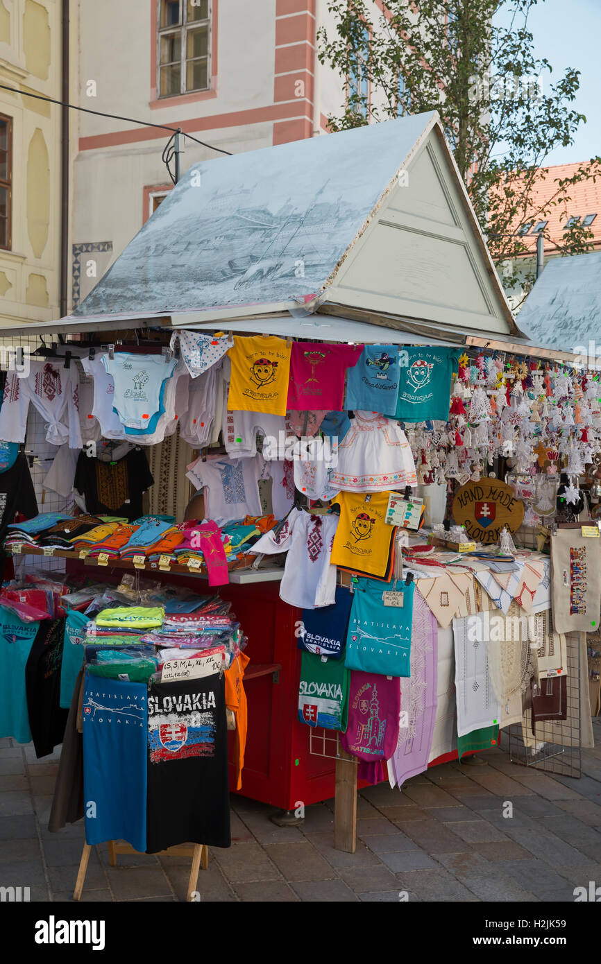 Souvenir stall In the main Square in Bratislava Slovakia Stock Photo