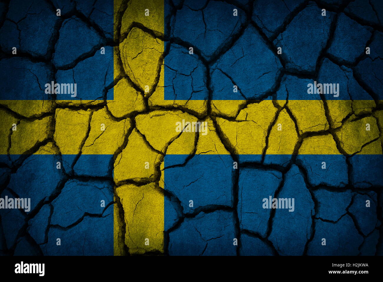 Sweden flag painted on cracked soil Stock Photo - Alamy