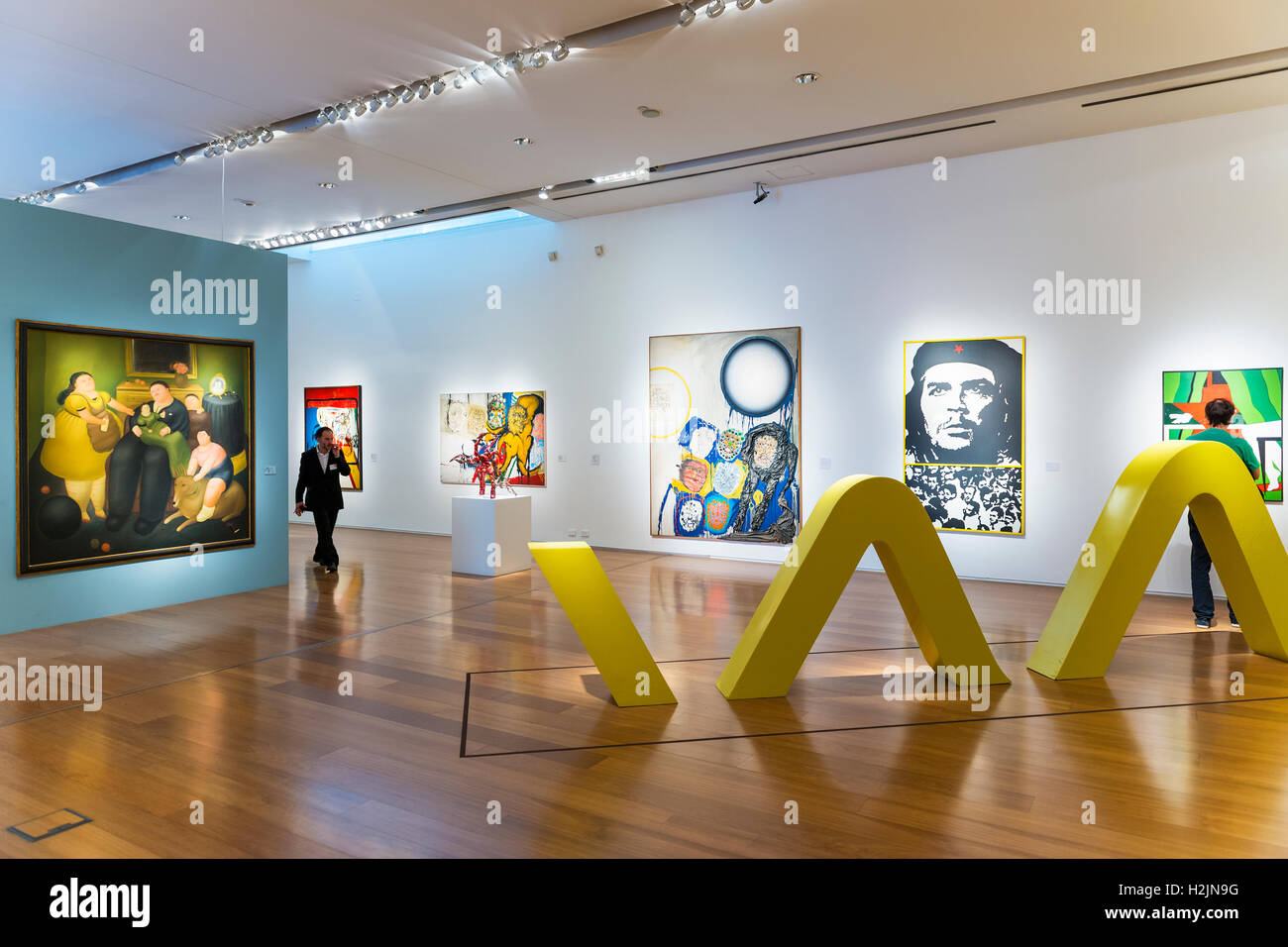 Buenos Aires, Argentina - October 5, 2013: People in an art exhibition in the Malba Museum in Buenos Aires Stock Photo