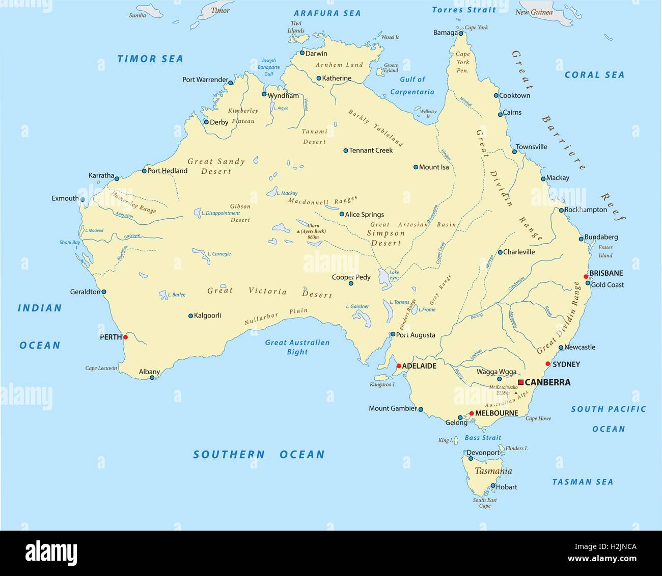 australia landscape map Stock Vector