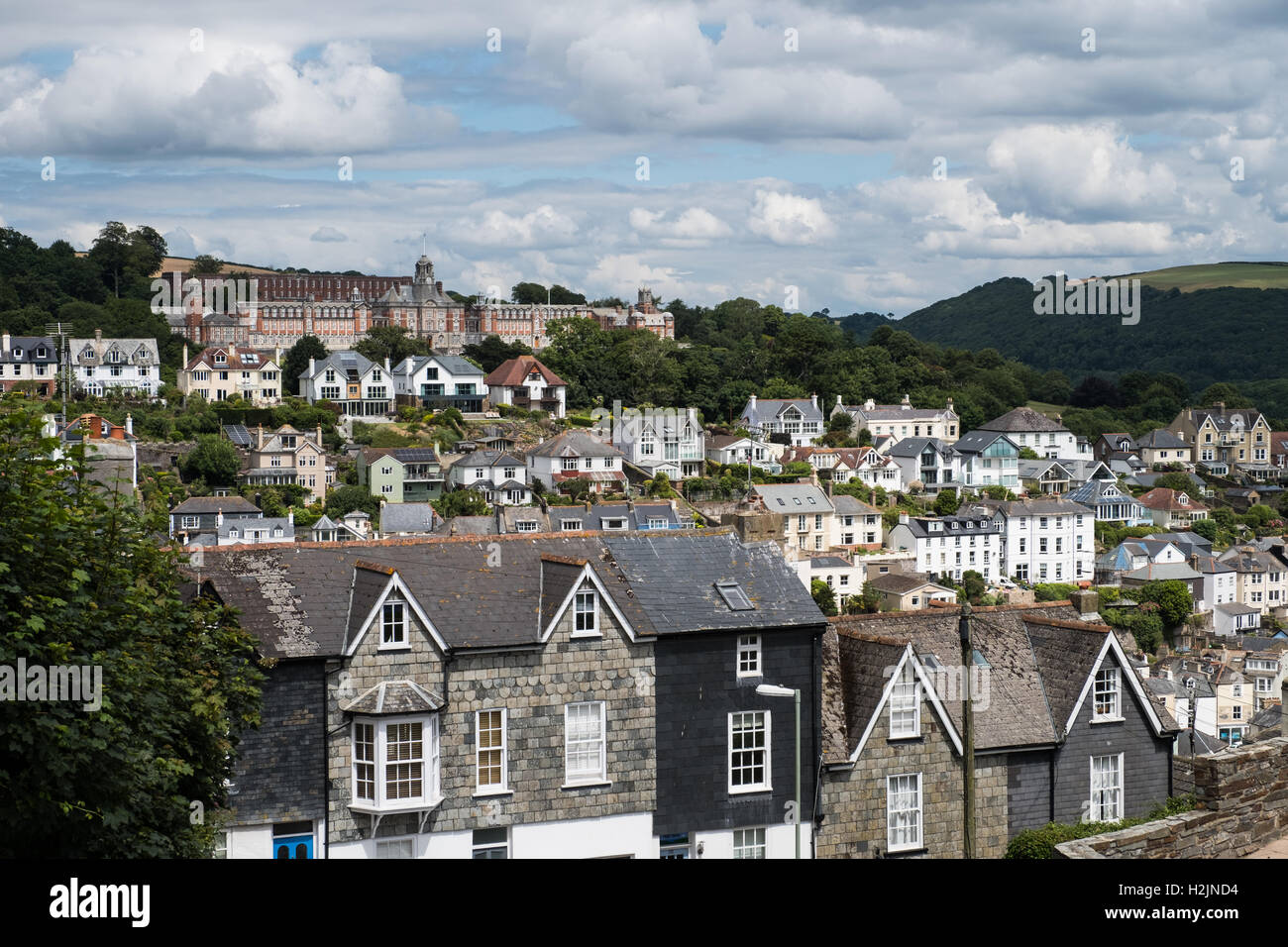 A view overlooking Dartmouth, South Hams, Devon, England, UK. Stock Photo