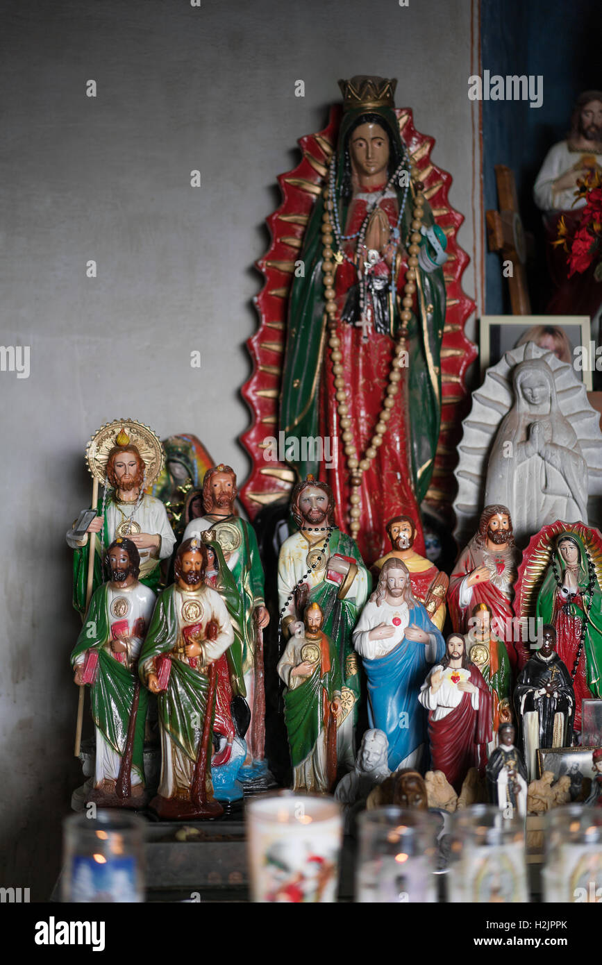 Christian figurines inside a Catholic church in Tuscon, Arizona Stock Photo