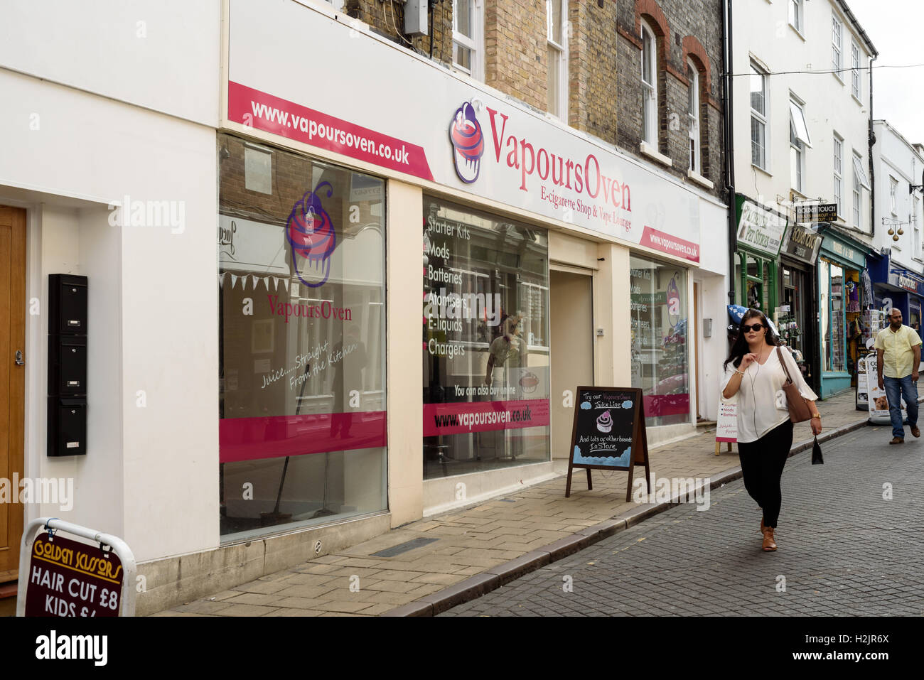 Vapours Oven is a popular E-Cigarette Shop and Vape Lounge for smokers based in Colchester Essex England Stock Photo
