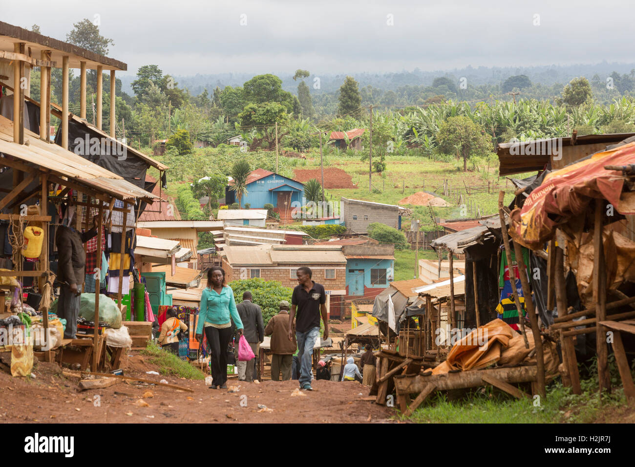 Kirinyaga County, Kenya is in the central highlands at the foothills of Mt. Kenya. Stock Photo