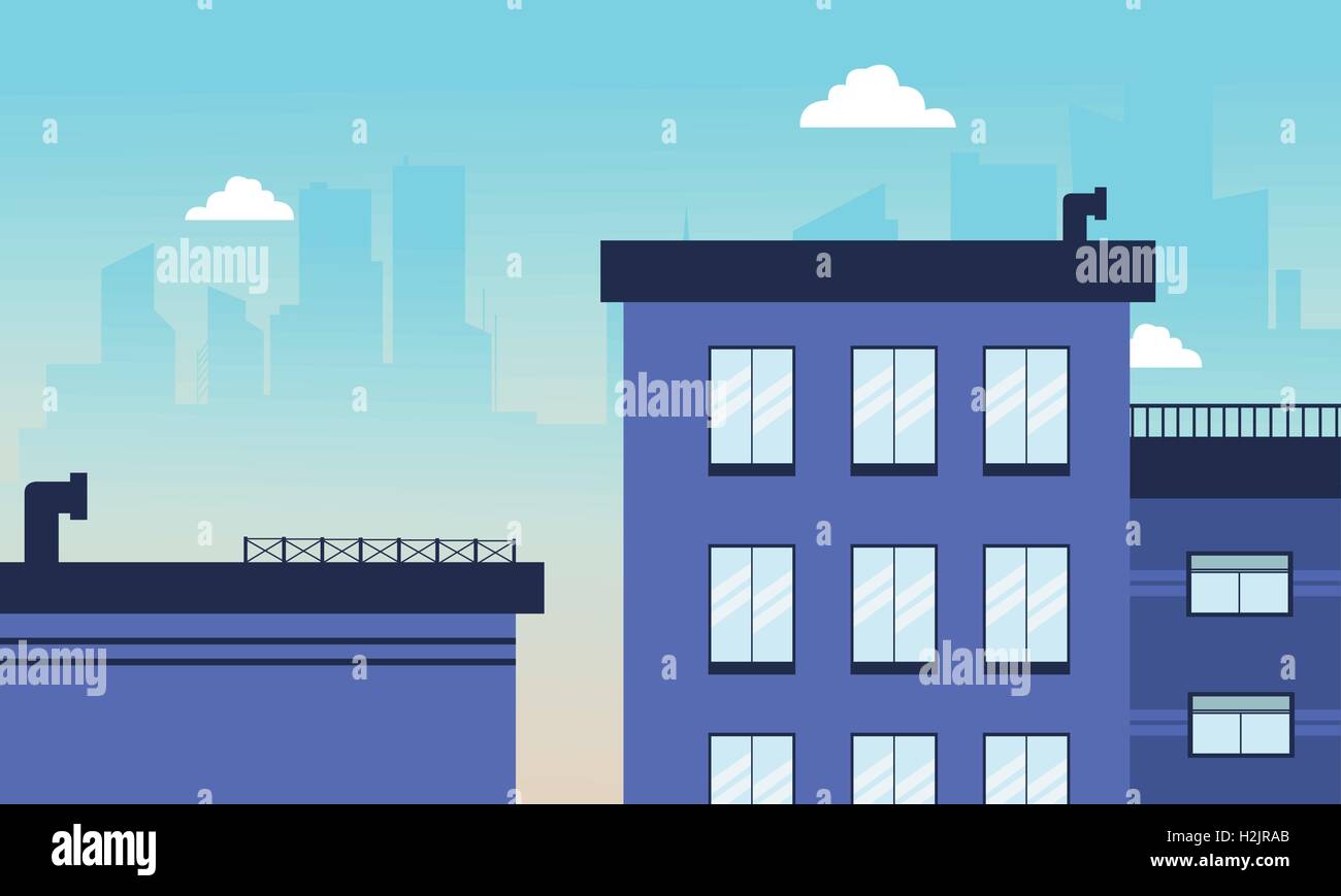 City building skyline of vector illustration Stock Vector Image & Art ...