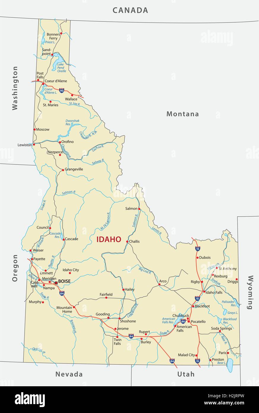 idaho road map Stock Vector Image & Art Alamy