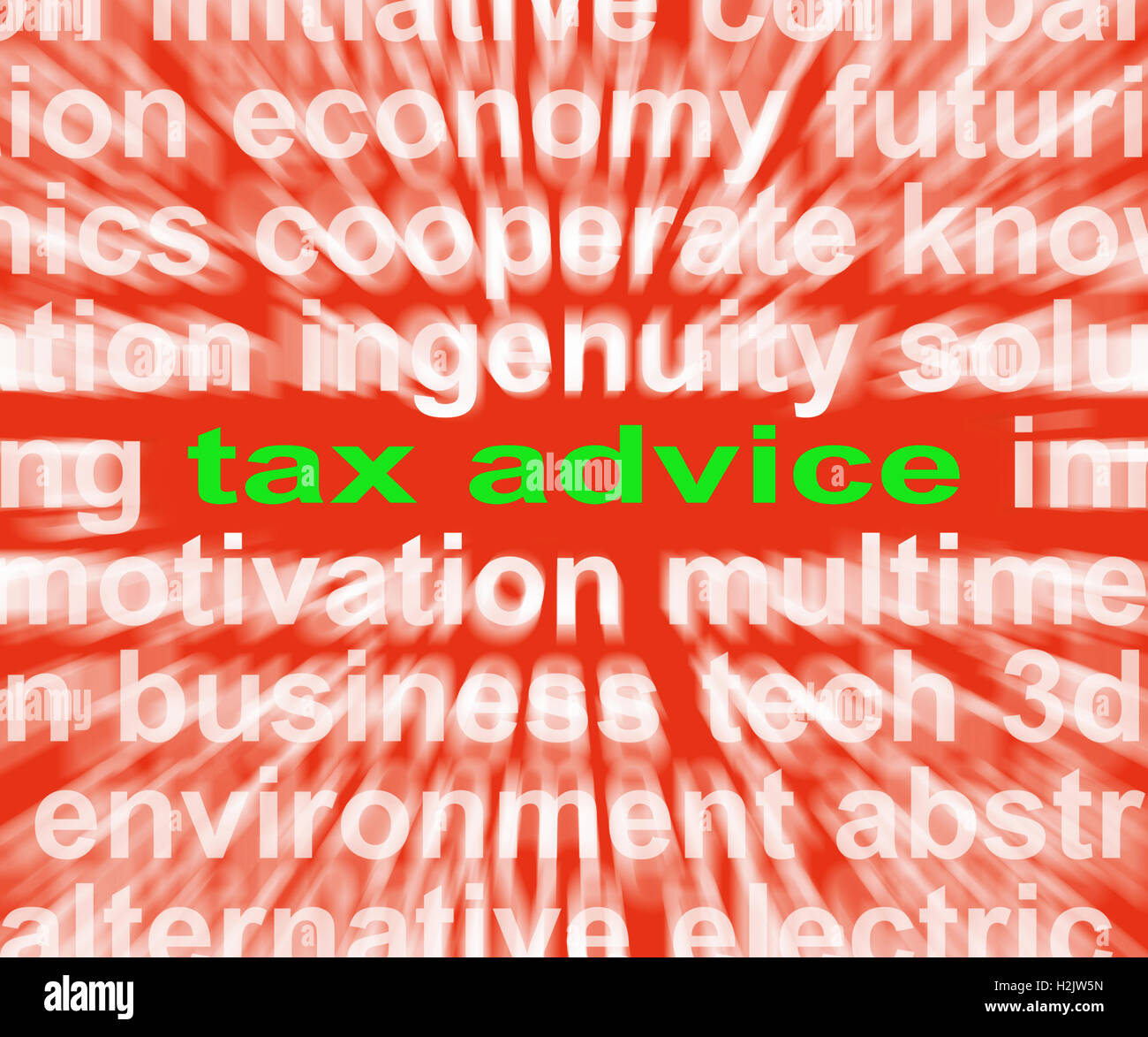 Tax Advice Words Mean Help And Recommendations On Paying Taxes Stock Photo
