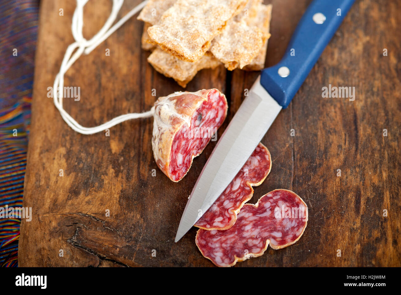 italian salame pressato pressed slicing Stock Photo Alamy