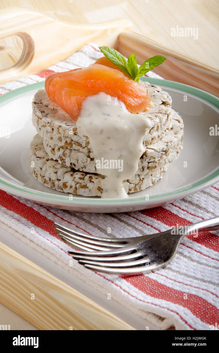 smoked salmon with yogurt dressing Stock Photo Alamy