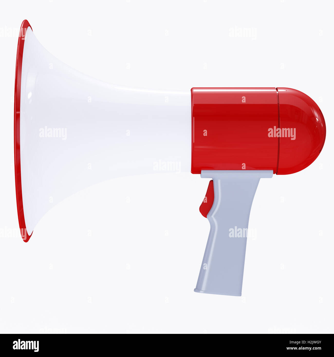 Red megaphone with red button Stock Photo Alamy