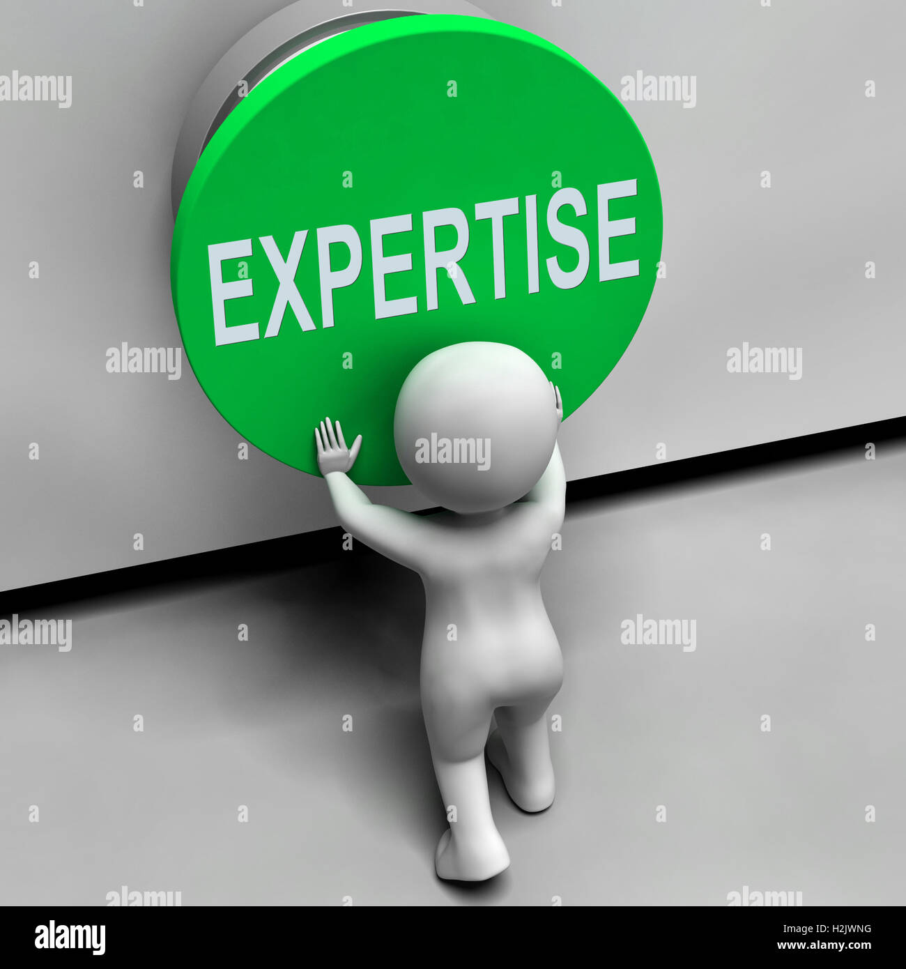 Expertise Button Means Skilled Specialist And Proficiency Stock Photo